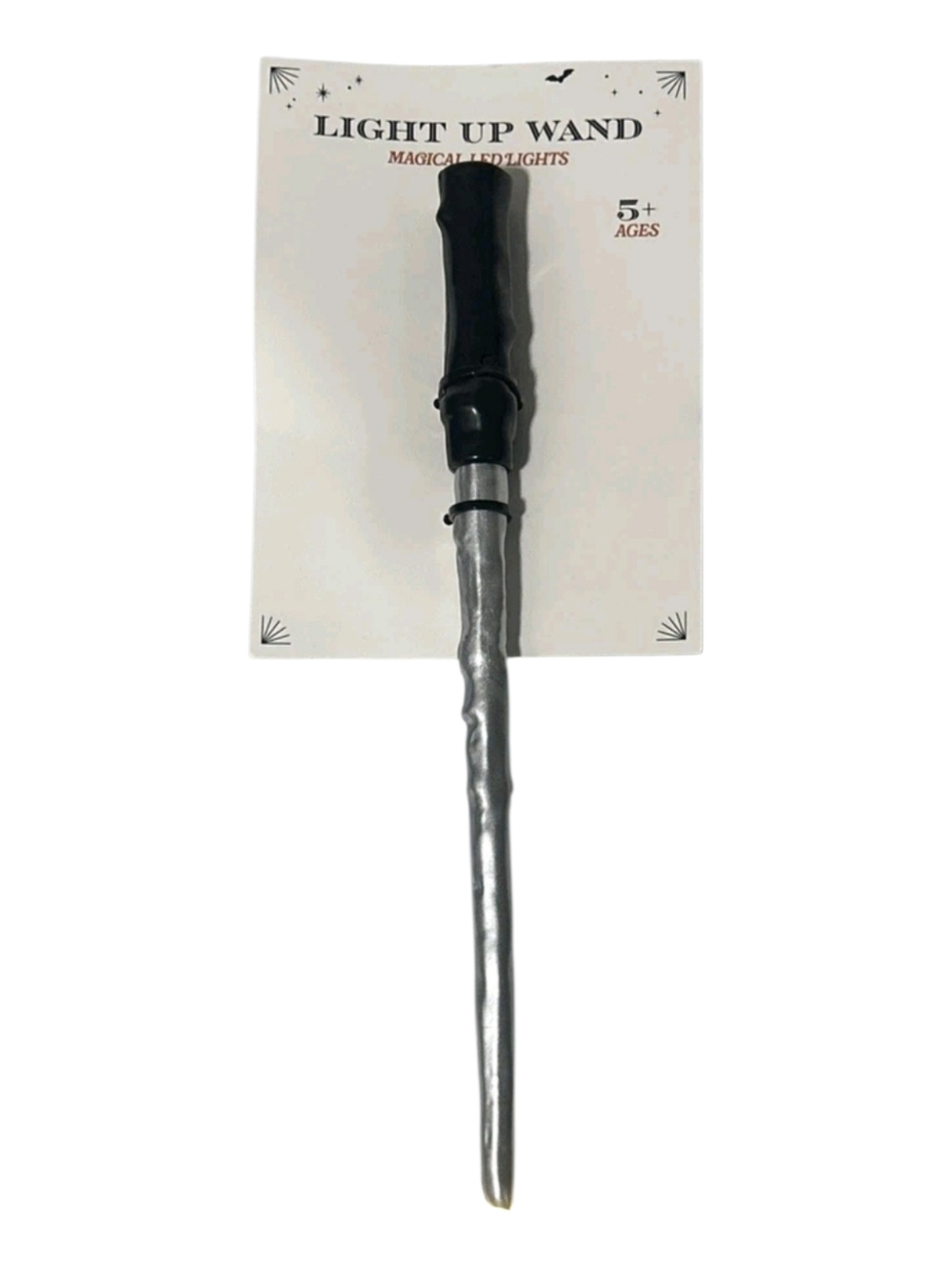 Light Up Wand LED Magic Wand - Black Handle Silver Shaft NWT